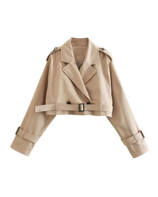 Women's Cropped Trench Jacket with Belt