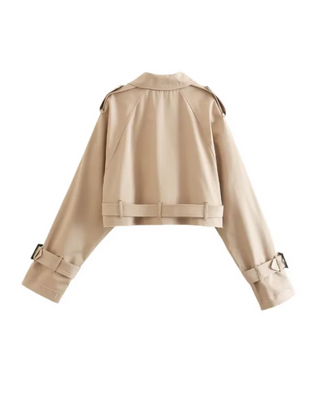 Women's Cropped Trench Jacket with Belt