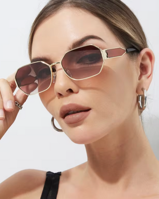 Retro Square Metal Sunglasses for Women