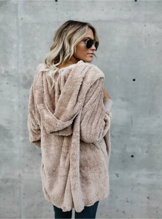 Oversized Fleece Hooded Jacket – Women