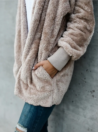 Oversized Fleece Hooded Jacket – Women