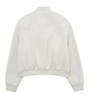 Cropped Woolen Bomber Jacket